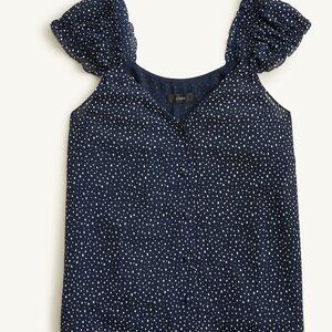 J Crew, XL Polka Dot Shirt, Cap-sleeve soft gauze chiffon top in dot